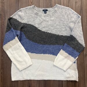 Hatley Grey Melange Landscape Sweater Colorblock Wool Blend Women’s Large